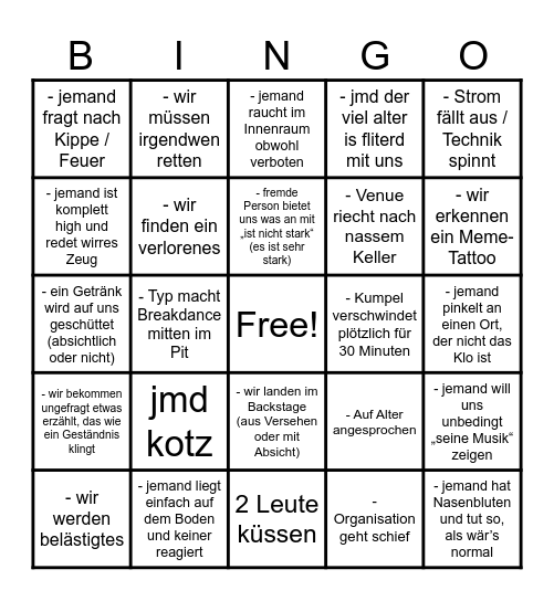 Haunted Castle Bingo Card