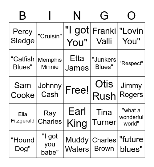 MUSIC BINGO Card