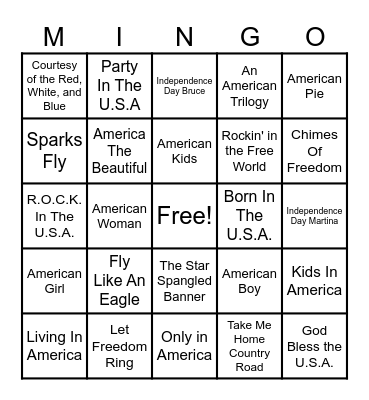 Independence Day Bingo Card