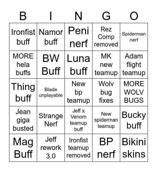 S3 BALANCE CHANGES BINGO Card