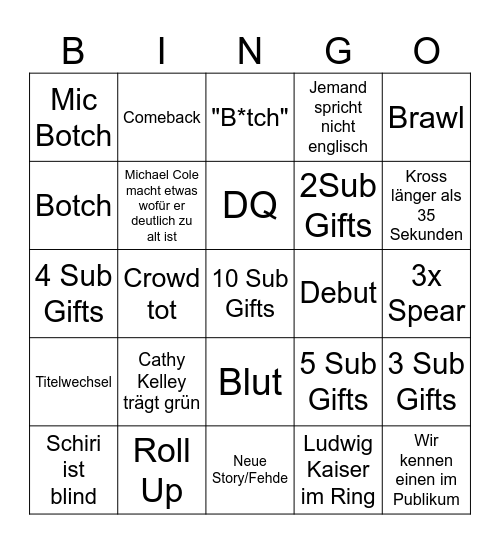 RAW Watchparty Bingo Card