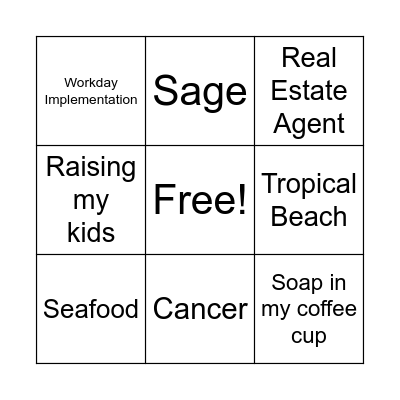 Retiree Bingo Card