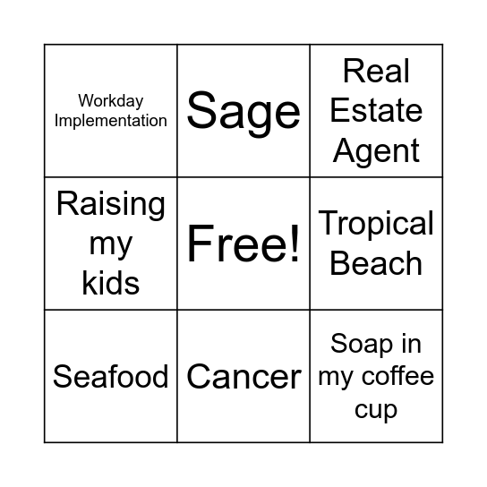 Retiree Bingo Card