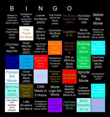 Genres Movies Anywhere Bingo Card