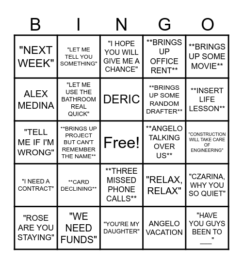 RIGIDLINE Bingo Card