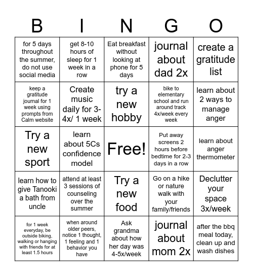 ACRS Bingo Card Bingo Card