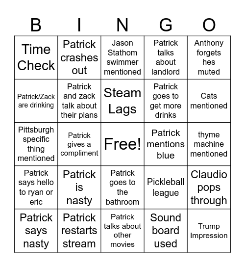 Fish Soup Bingo Card