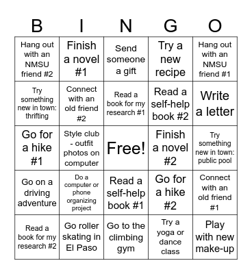 July 2025 Bingo Card
