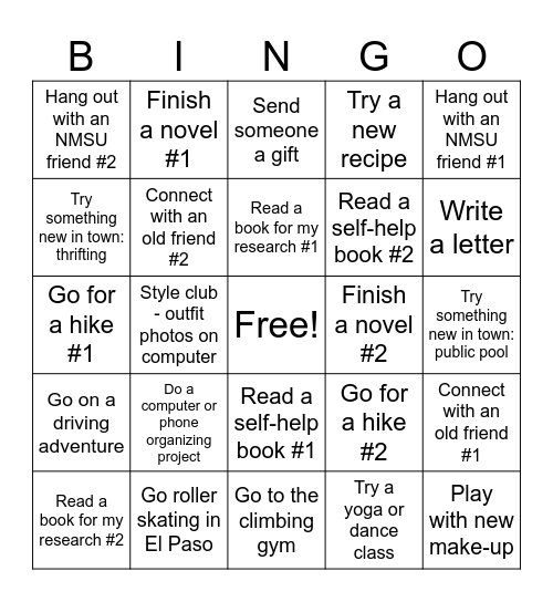 July 2025 Bingo Card