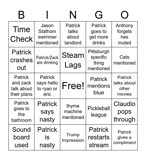 Fish Soup Bingo Card