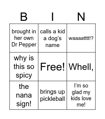 KIMMY323W@YAHOO.COM Bingo Card