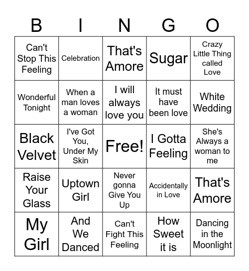 She Said Yes Bingo Card