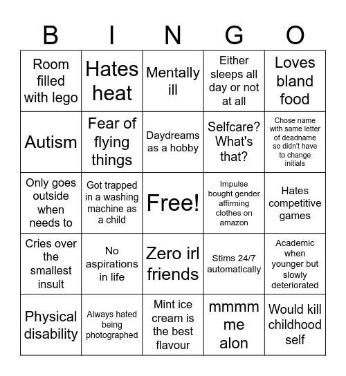 Raingo Bingo Card