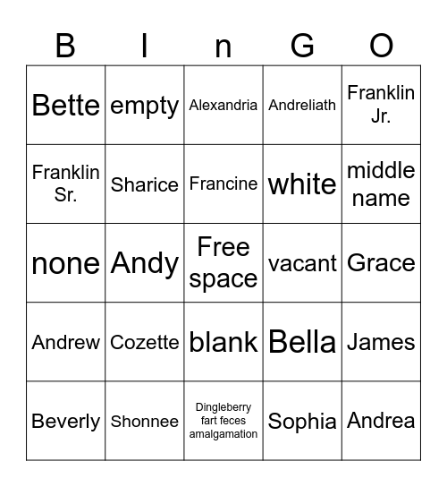 Family bingo Card