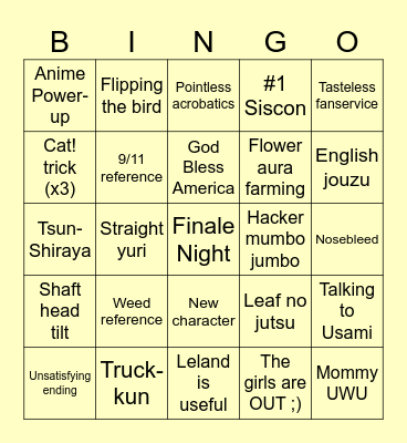 A Ninja and a Lazarus is a Lady’s Modesty Bingo Card
