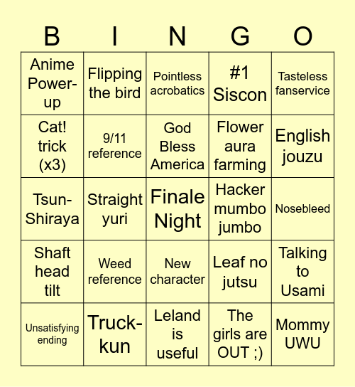 A Ninja and a Lazarus is a Lady’s Modesty Bingo Card