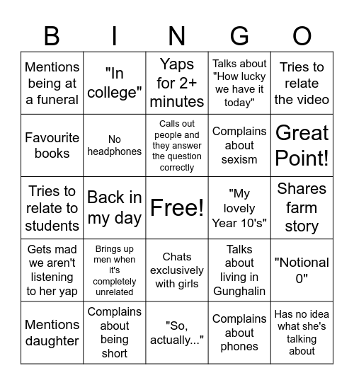Mrs. Moore Bingo Card