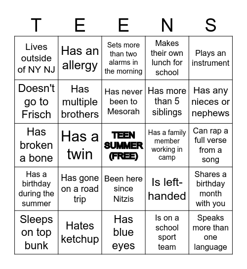 Ice Breaker Bingo Card