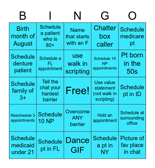SBE BINGO Card