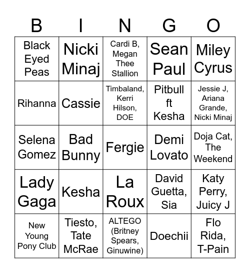 HBS - Music Bingo - Game #2 Bingo Card