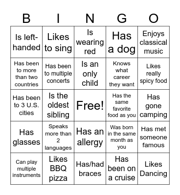 Icebreaker Bingo: Find Someone Who Bingo Card