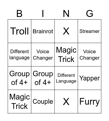 Neighbors Bingo Card