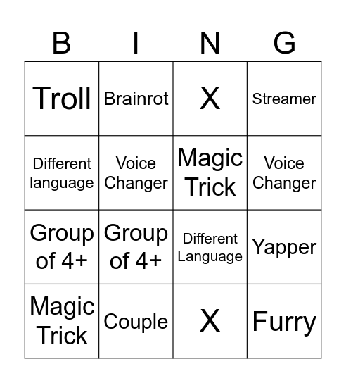 Neighbors Bingo Card