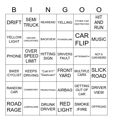 idiots in car Bingo Card