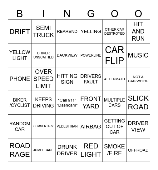 idiots in car Bingo Card