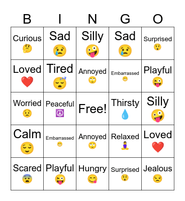 Feelings Bingo Card