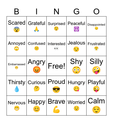 Feelings Bingo Card