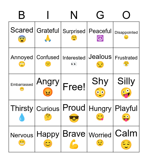 Feelings Bingo Card