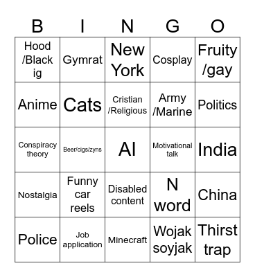 Reels Bingo Card