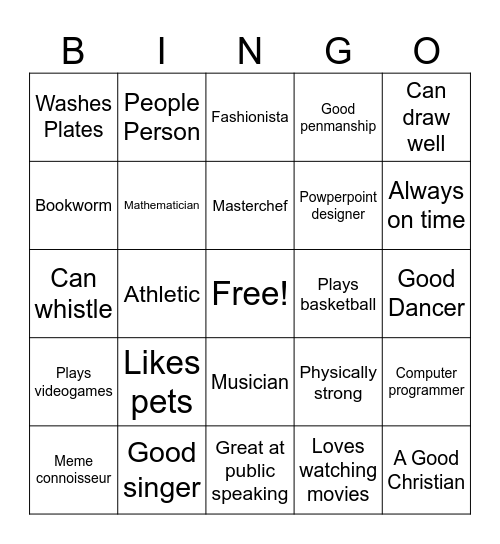 Human Bingo Card