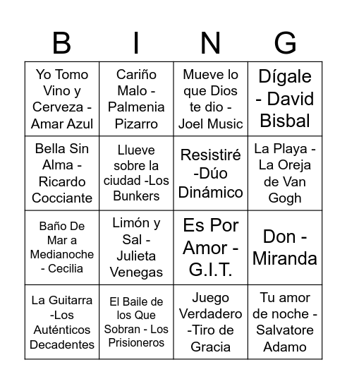 Bingo Musical - Mily Bingo Card