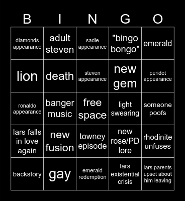 Lars of the Stars Bingo Card
