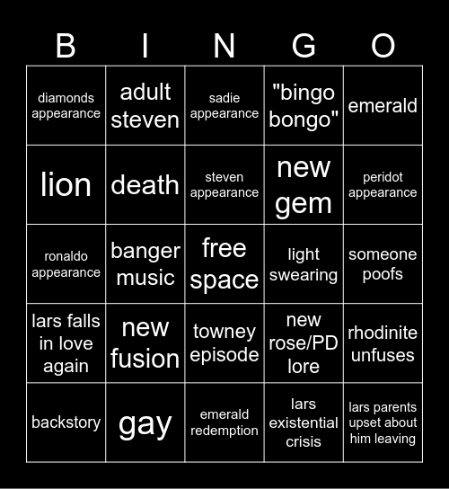 Lars of the Stars Bingo Card