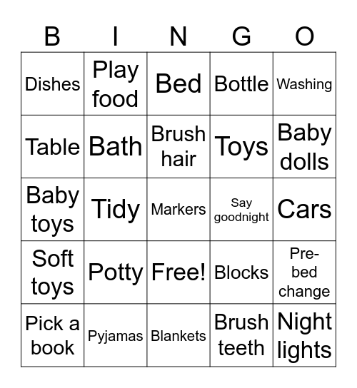 Pack up bingo Card