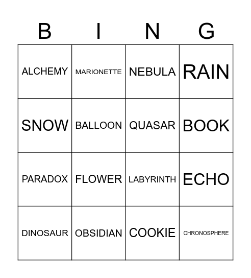 Untitled Bingo Card
