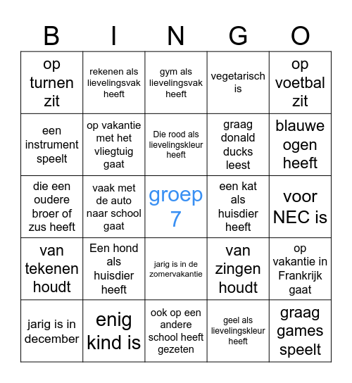 Zoek iemand die... Bingo Card