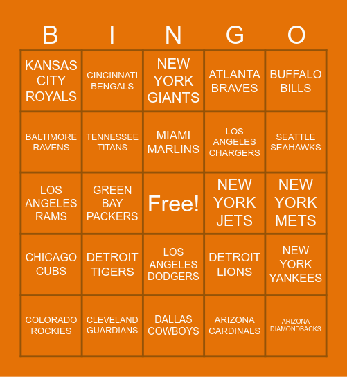 Wednesday Bingo Card