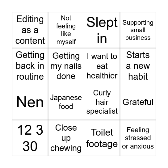 Hog Bingo Card