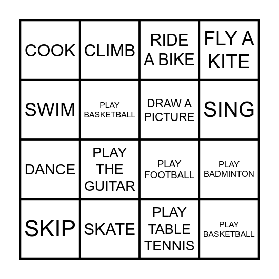 FIND SOMEONE WHO CAN Bingo Card