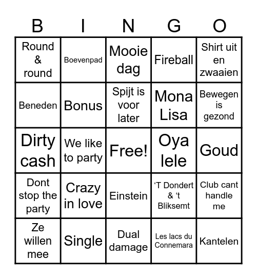 SILENT MUZIEK BINGO Card