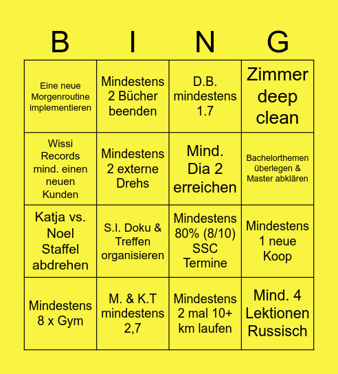 Juli 2025 Bingo Card