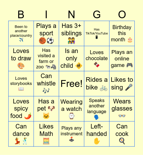 CLASSMATE BINGO Card