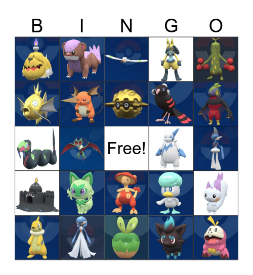 Shiny Pokémon Bingo Card