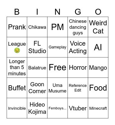 Tiktok Rot Bingo Card
