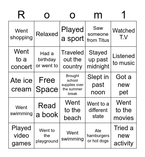 Find Someone Who-  Summer Break Edition Bingo Card