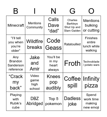 Matt DC Mondragon Bingo Card